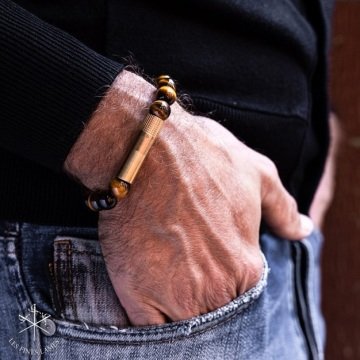 Les Fines Lames Punch Bileklik - Brass Tiger Eye