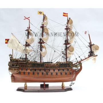 San Felipe Dekoratif Ahşap Yelkenli Gemi Modeli (80 cm)