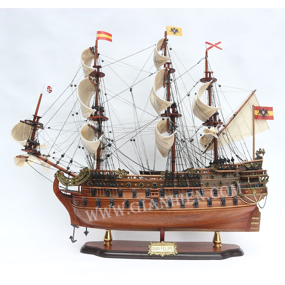 San Felipe Dekoratif Ahşap Yelkenli Gemi Modeli (80 cm)