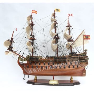 San Felipe Dekoratif Ahşap Yelkenli Gemi Modeli (80 cm)
