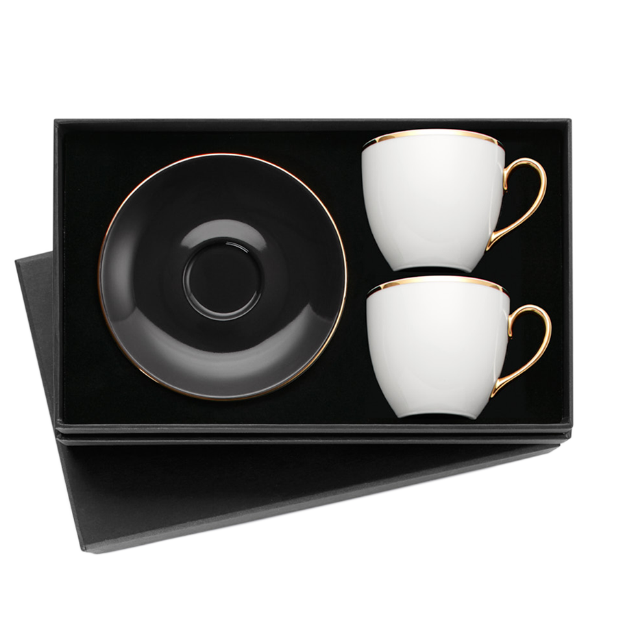 Selamlique 2'li Duble Klasik Siyah Türk Kahvesi Fincanları