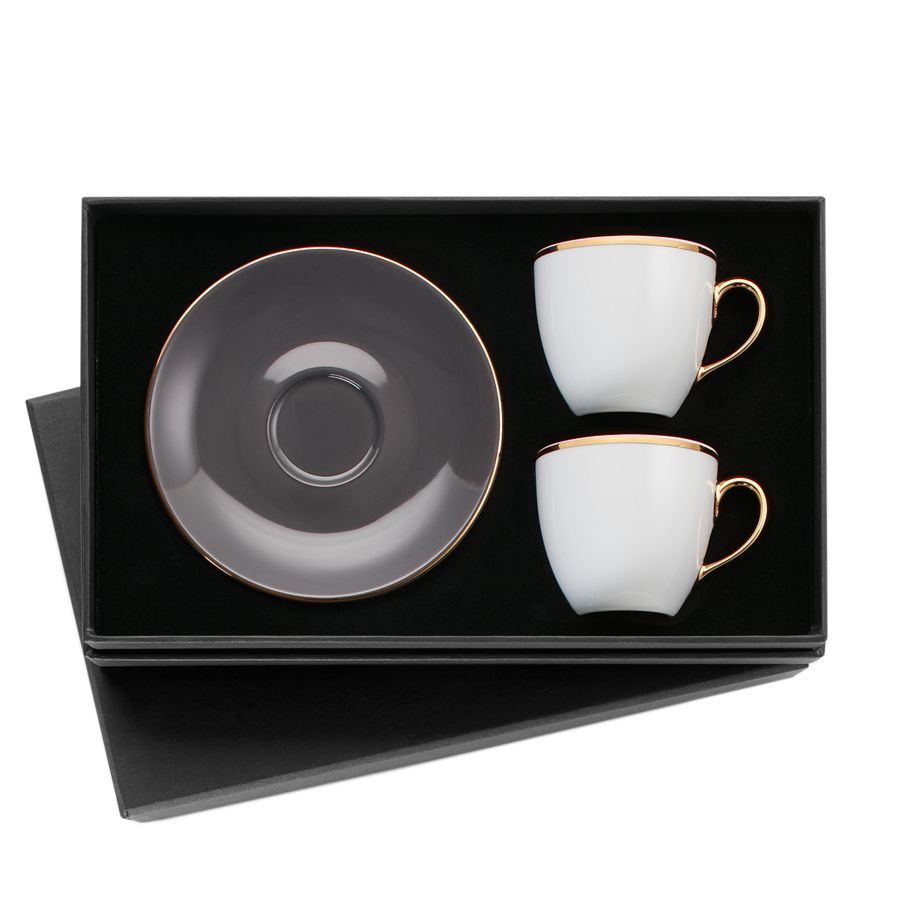 Selamlique 2'li Klasik Gri Türk Kahvesi Fincanları