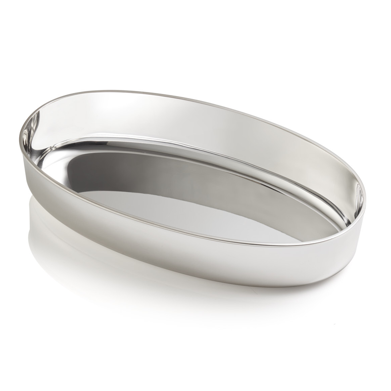 Selamlique Gümüş Kaplama Oval Atıştırmalık Tabağı - Büyük