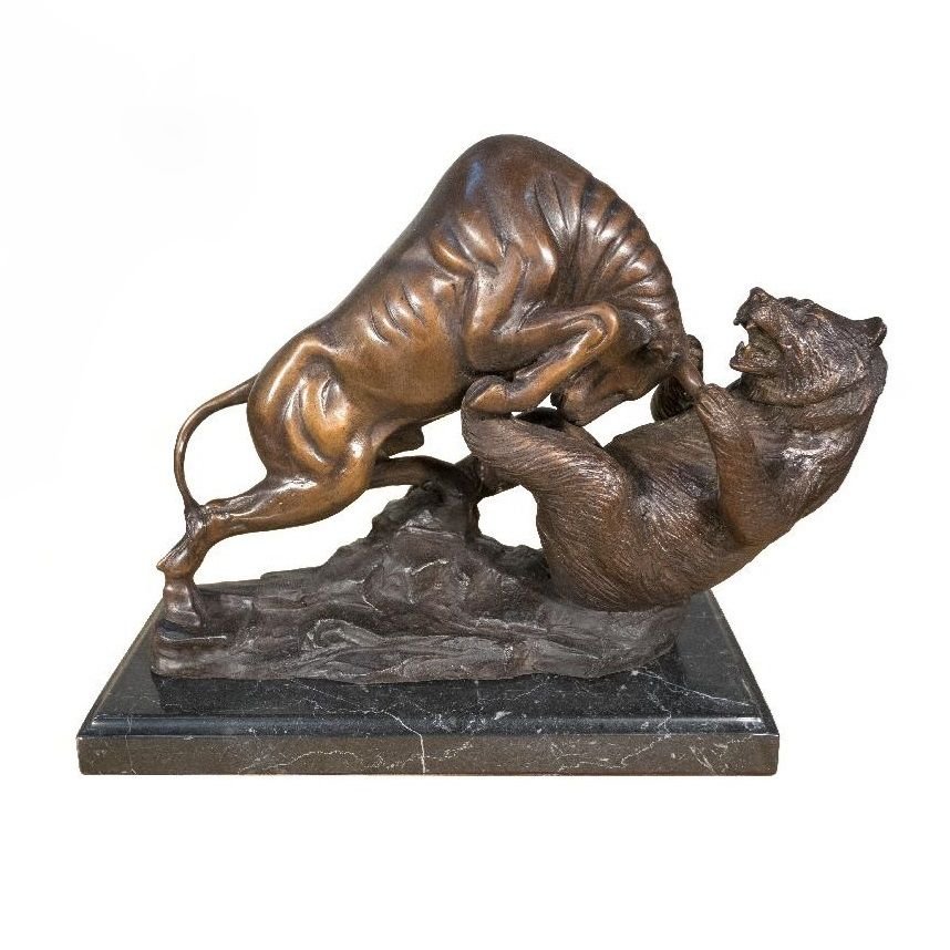 Bronz Boğa ve Ayı Dövüşü Biblosu | 27 cm - Thaibronze