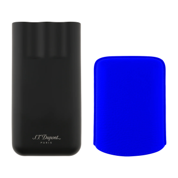 S.T. Dupont Grained Leather Fluo Üçlü Puro Kılıfı Mavi 183416