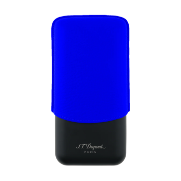 S.T. Dupont Grained Leather Fluo Üçlü Puro Kılıfı Mavi 183416