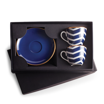Selamlique 2'li Zigzag Mavi Türk Kahvesi Fincanları