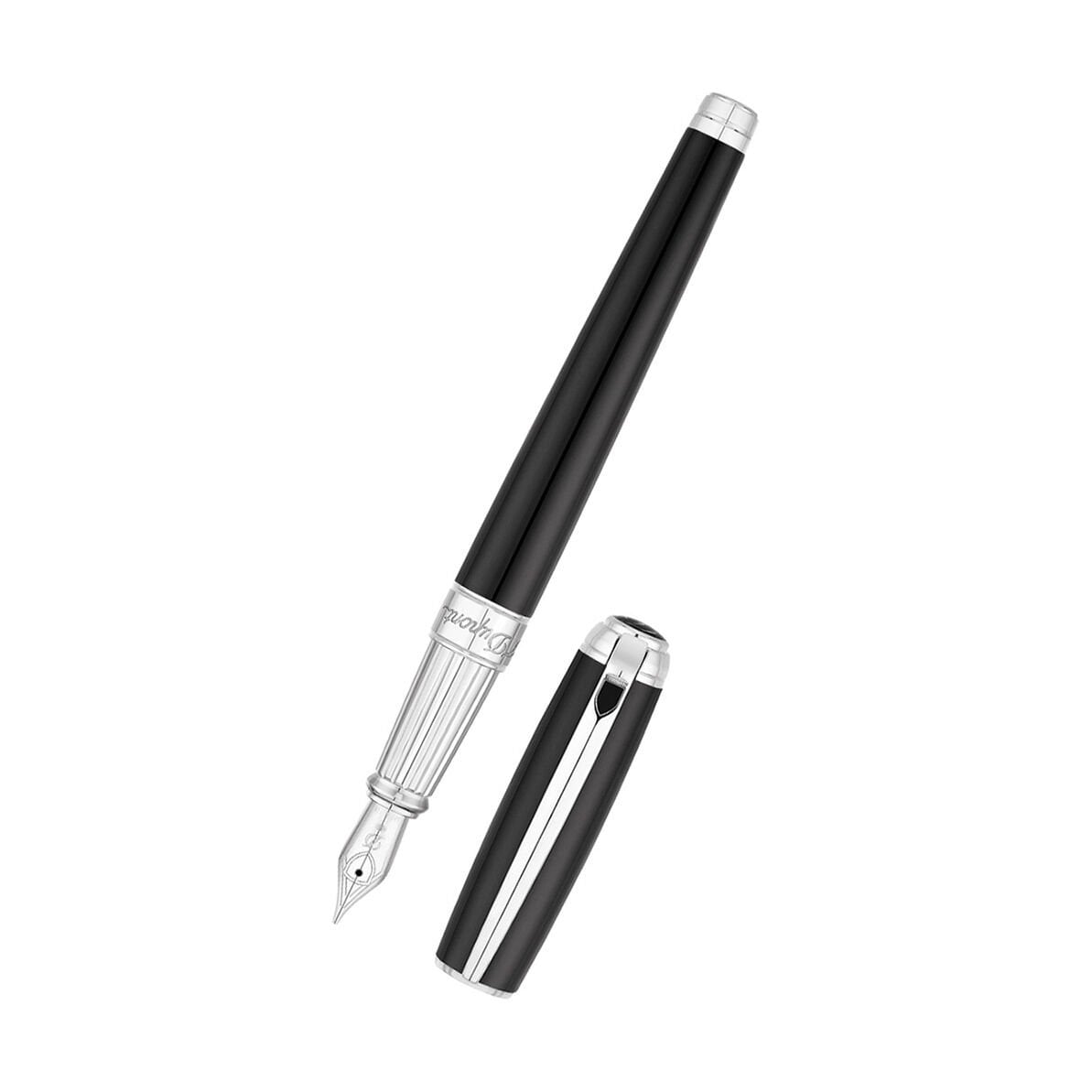 S.T. Dupont Ligne D Silver & Siyah Lacquer Dolma Kalem 410100